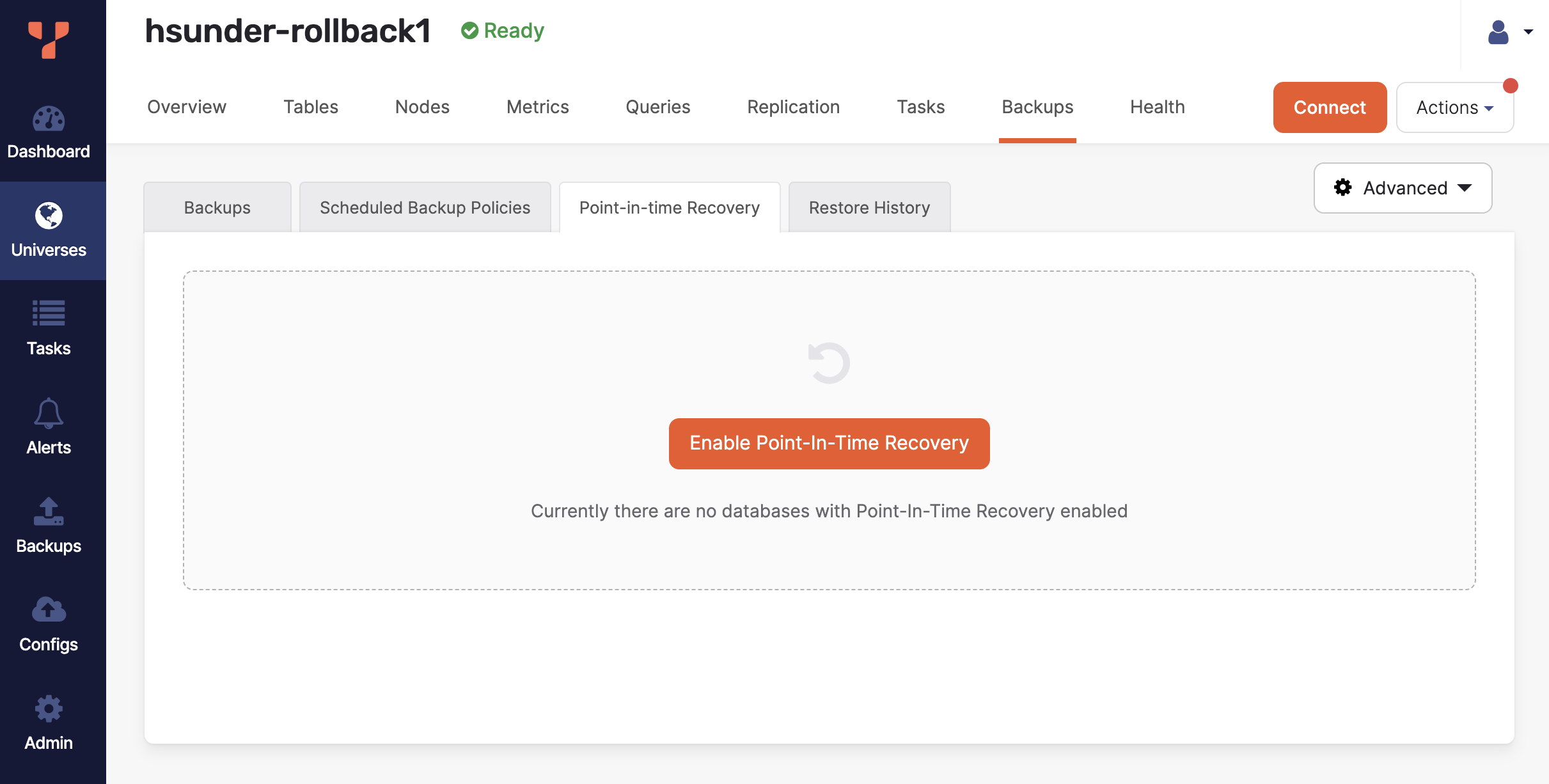 Enable PITR Enable PITR